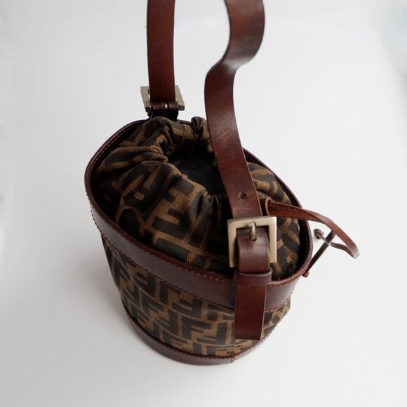 Authentic Preowned Vintage Fendi Brown Zucca Bucket Handbag - Picture 9 of 16
